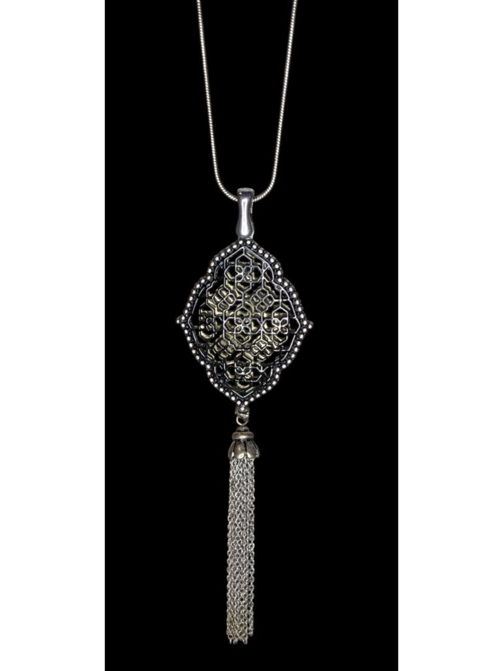 Vintage Boho Glam Premier Designs Monaco Filigree Tassel Necklace